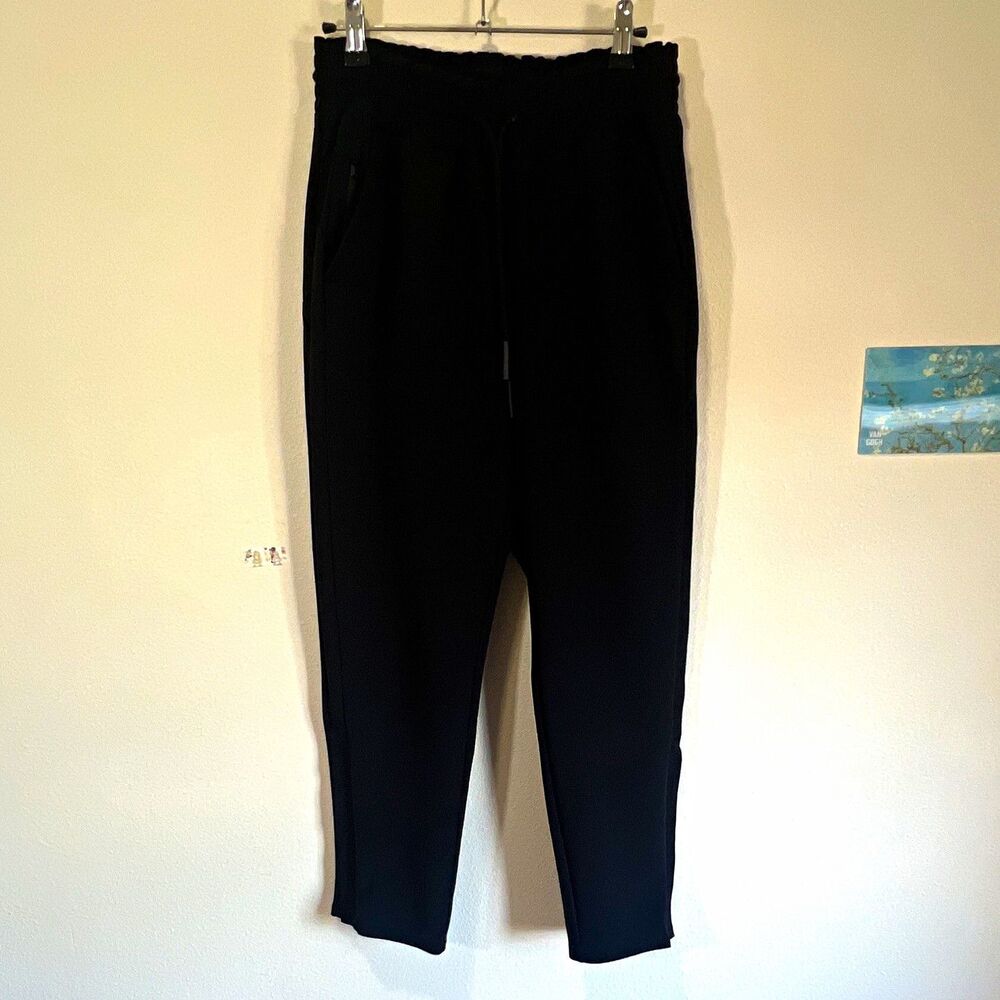 Athleta Metropolis Straight Leg Pants Black Womens 2 Drawstring Pockets Stretch